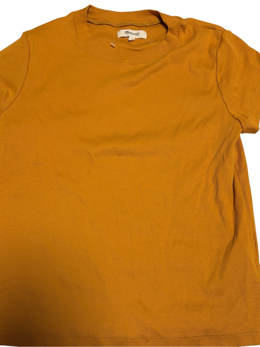 Madewell Golden Yellow Ribbed Crewneck Tee Small/XS Casual Spring Summer